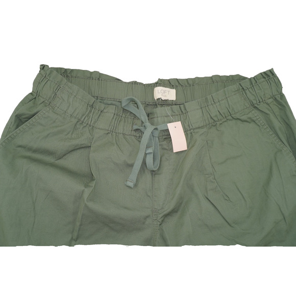 LOFT Plus Green Drawstring Utility Pants Size 20 Elastic Waist Cropped Cotton - Picture 4 of 7